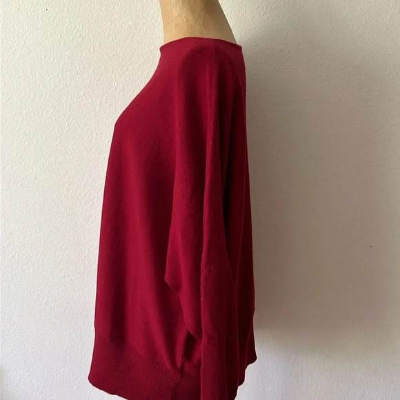 Eddie Bauer XXL red 100% merino dolman sleeve sweater great pre owned condition - Picture 4 of 6